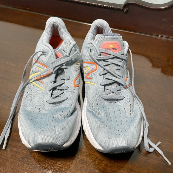 New Balance Light Gray and Orange Athletic Shoes - Picture 1 of 5